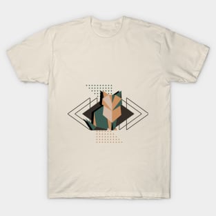 Vintage Geometric Cat, abstract shapes symmetrical design T-Shirt